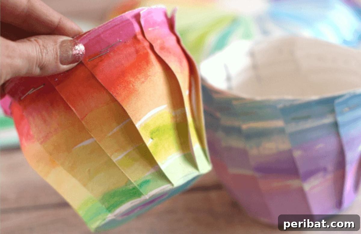 Colorful Painted Paper Plate Vases