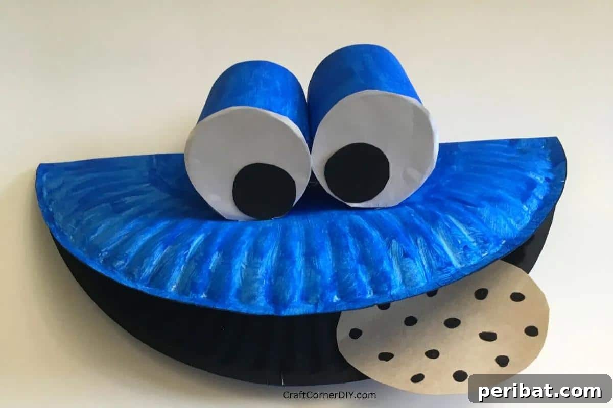 Paper Plate Cookie Monster Puppet