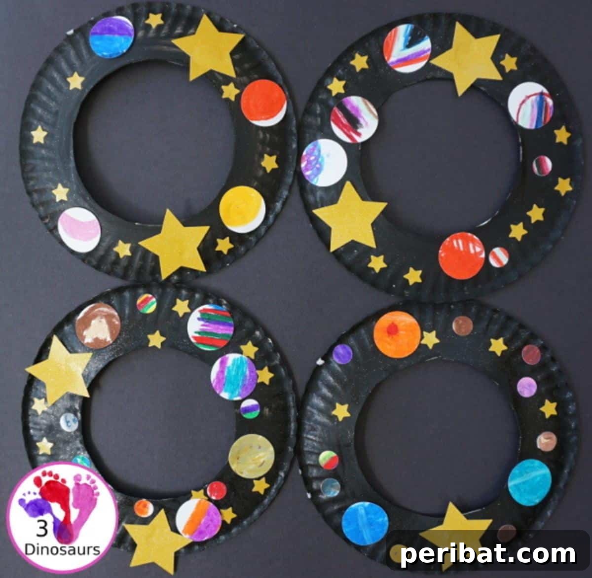 Space Theme Wreaths Using Paper Plates