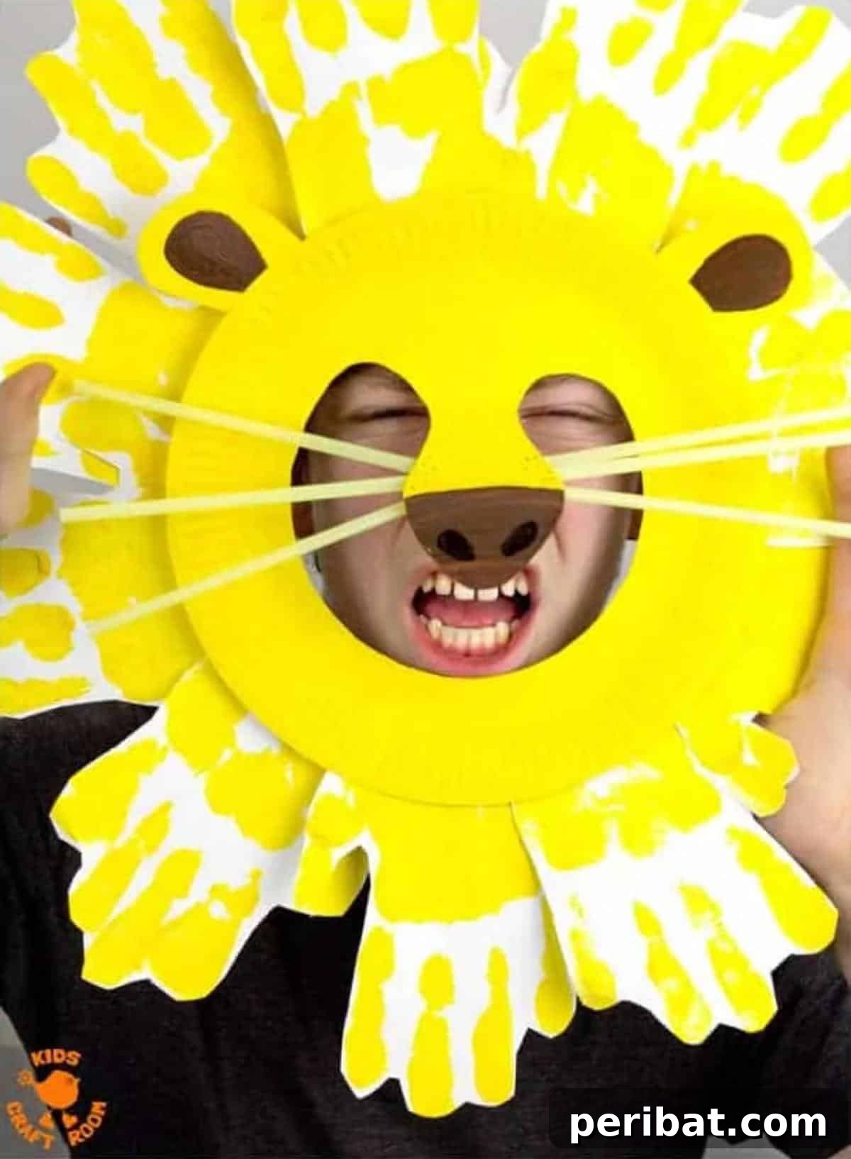 Handprint and Paper Plate Lion Mask