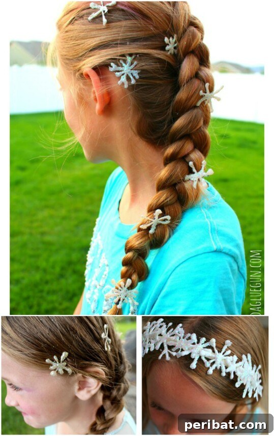 Frozen-themed hot glue snowflake hair clips
