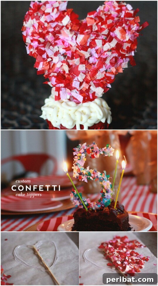DIY confetti cake topper with hot glue