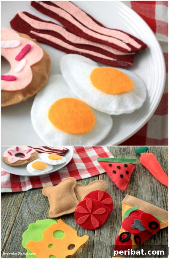 Felt play food for kids made with hot glue