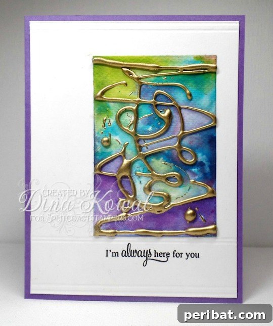 Hot glue details on a handmade card