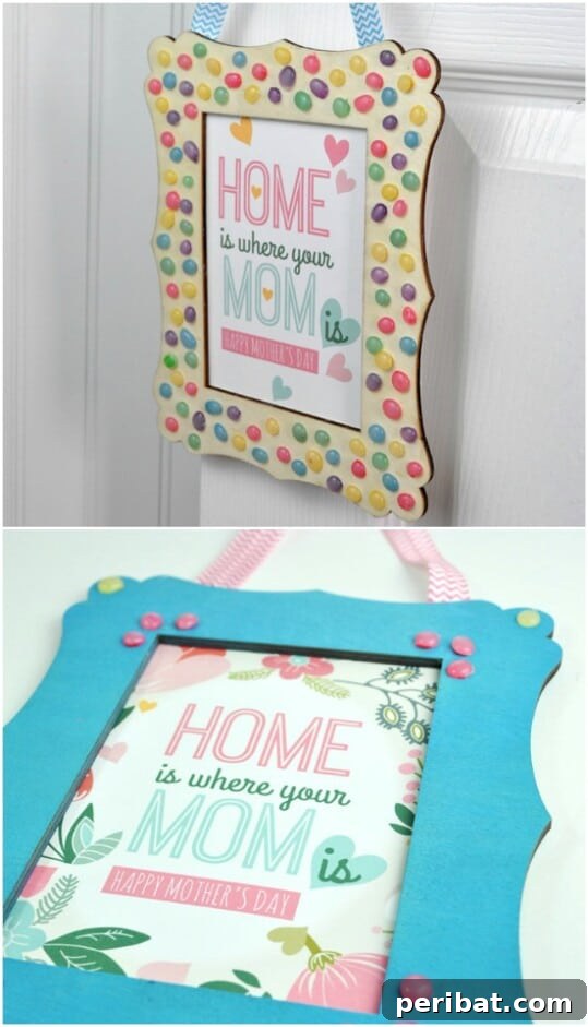 Embellished picture frame with hot glue and nail polish