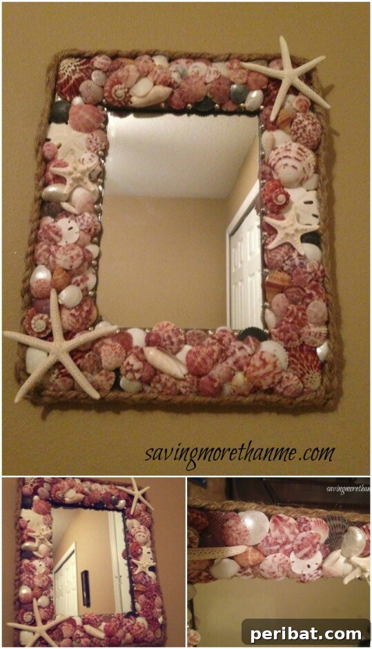 DIY nautical seashell mirror
