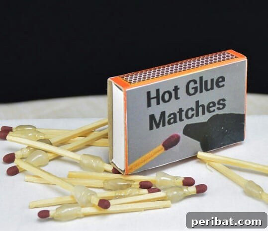 Portable hot glue matches for on-the-go fixes