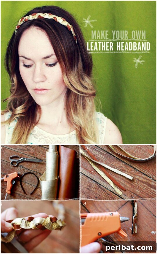DIY headband from scrap leather and hot glue