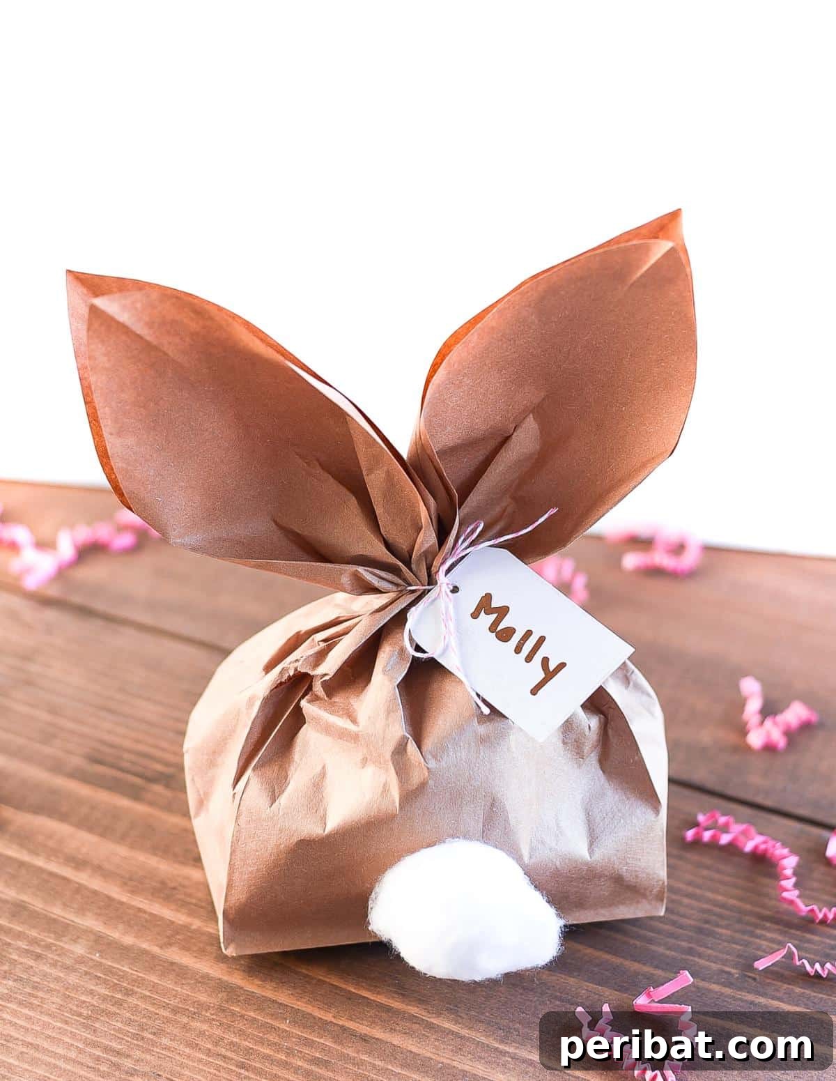 Paper Bag Masterpieces Made Effortless 21 A charming paper bag bunny with floppy ears and a fluffy tail, ideal for Easter.
