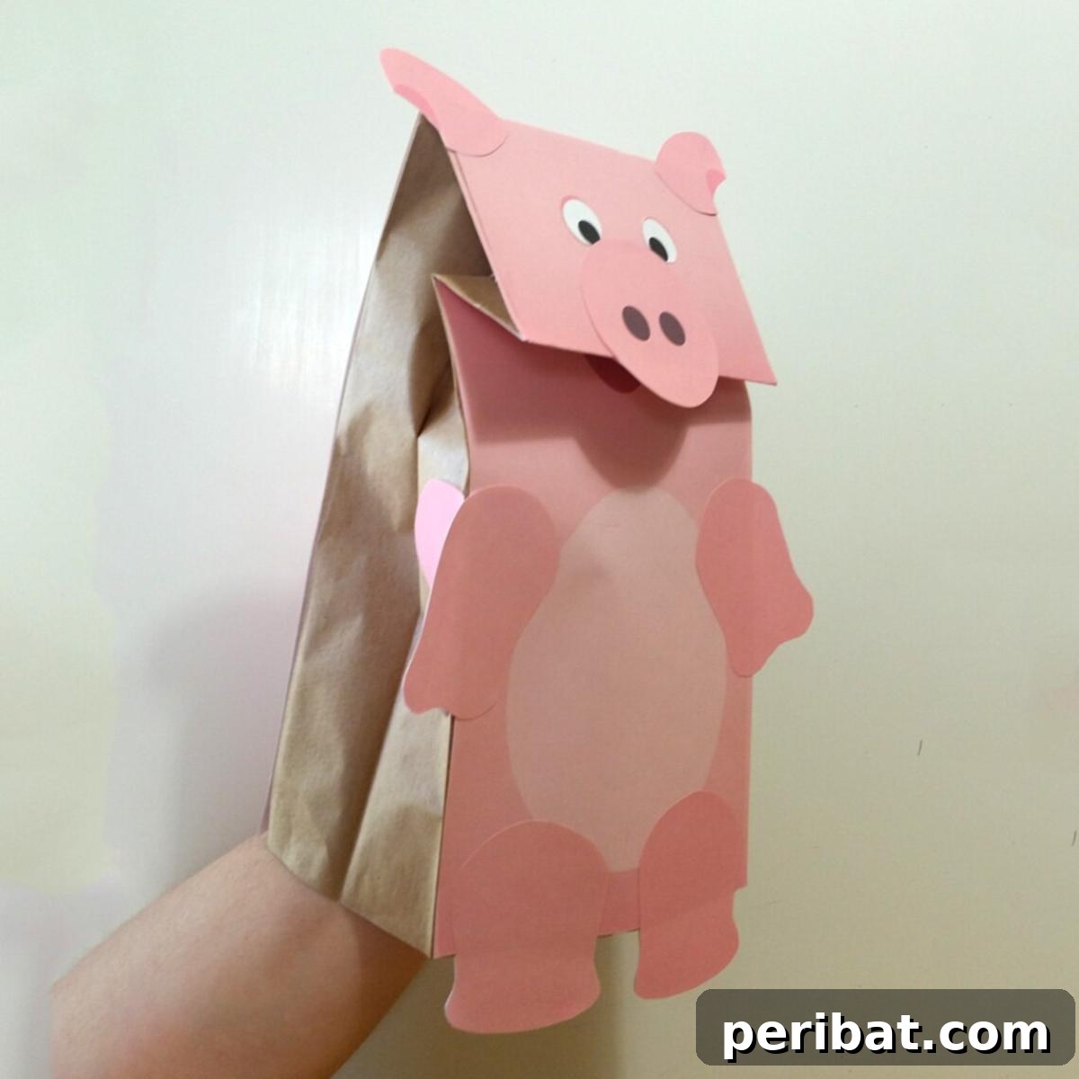 Paper Bag Masterpieces Made Effortless 40 An adorable pig paper bag puppet, perfect for imaginative play and storytelling.