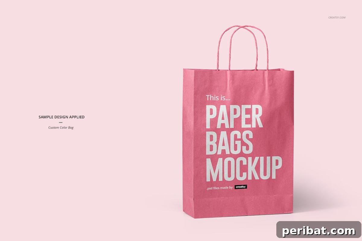 Paper Bag Masterpieces Made Effortless 41 A professional paper bag mockup, showcasing various angles and customizable design possibilities.