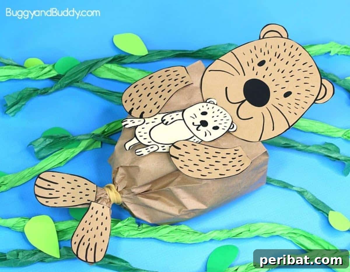 Paper Bag Masterpieces Made Effortless 8 A cute paper bag sea otter craft with a cheerful expression, suitable for kids.