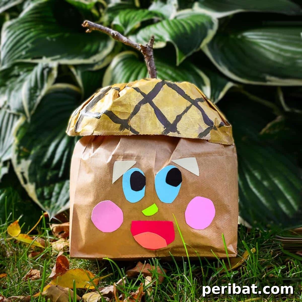 Paper Bag Masterpieces Made Effortless 10 Whimsical stuffed paper bag acorn portraits, each with unique facial expressions.
