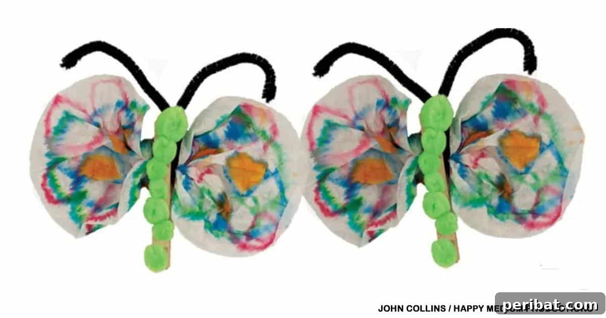 Coffee Filter Butterflies With Mini Pom-Poms
