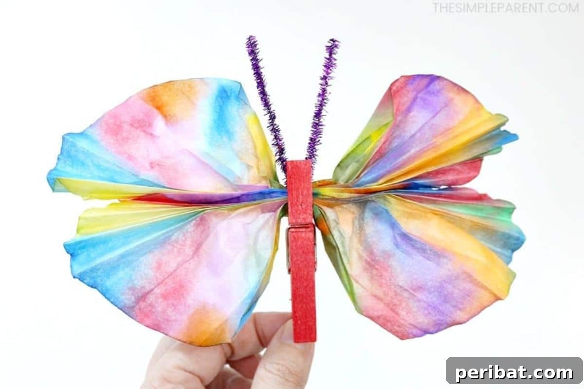 Coffee Filter Butterfly With Clothespin