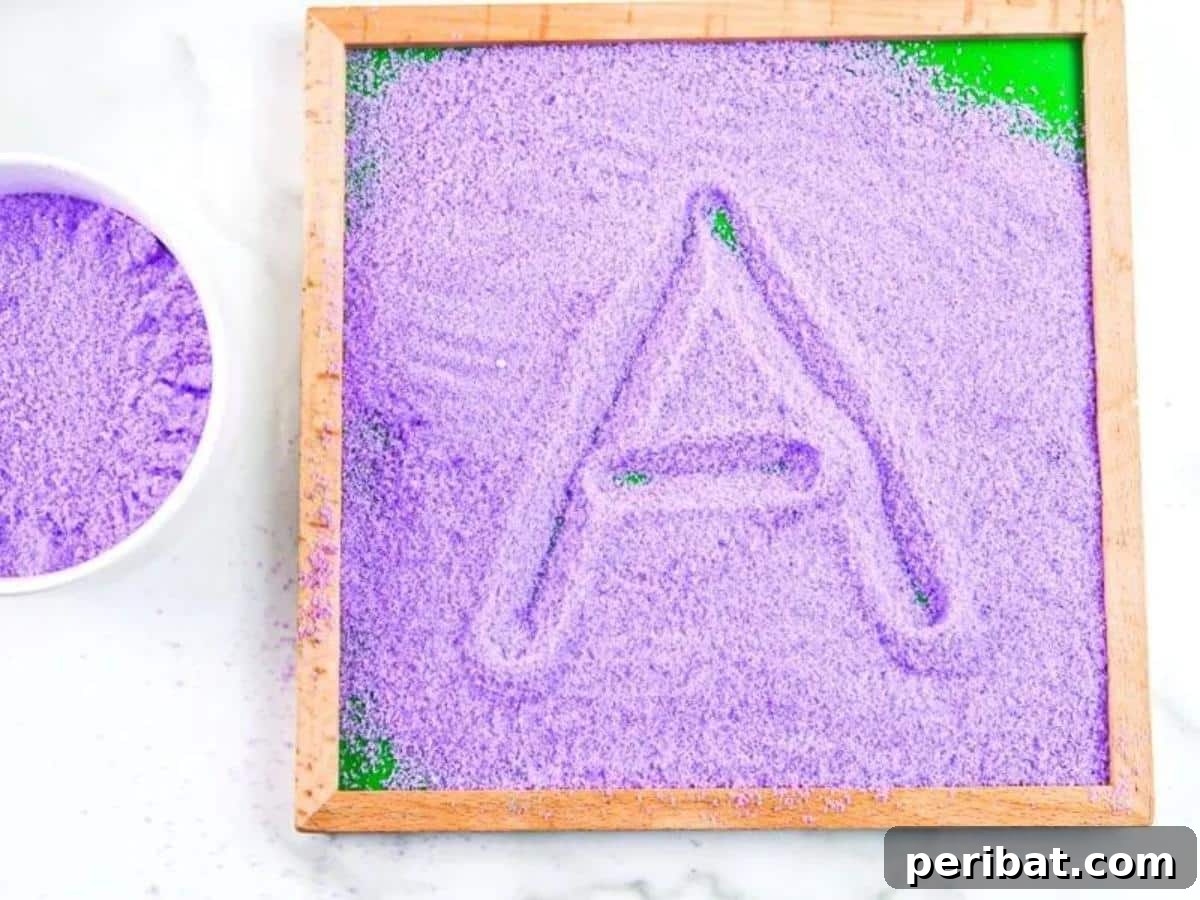 Crafting Colorful Salt Jars 25 Project Ideas 14 A close-up of DIY colored salt prepared for sensory play, featuring rich, vibrant, multi-textured salt in various hues. This engaging material is perfect for stimulating children's senses and creative exploration.