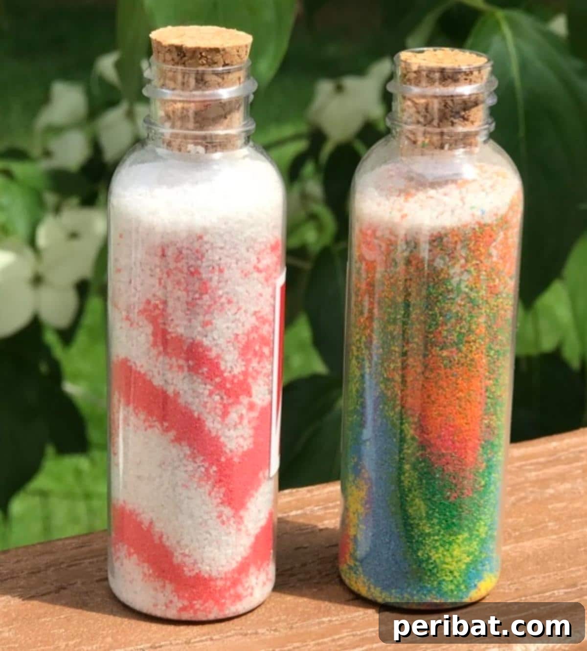 Crafting Colorful Salt Jars 25 Project Ideas 16 Chalk sand art setup for parties, featuring various colors of salt and small jars, allowing guests to create their own faux sand art. A fantastic, engaging activity and party favor.