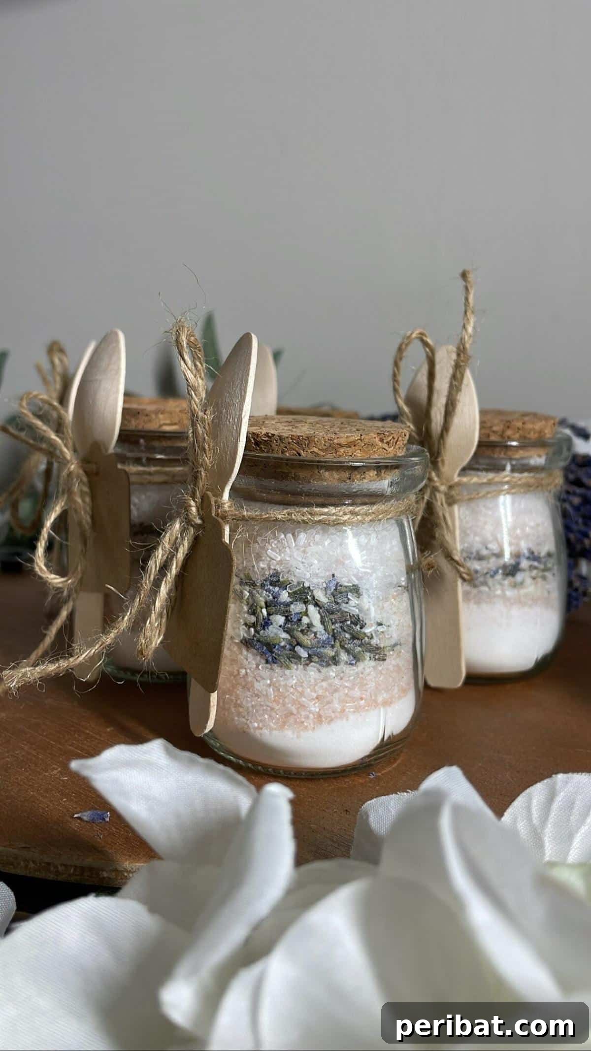Crafting Colorful Salt Jars 25 Project Ideas 23 Elegant handmade salt favors in small jars, crafted with organic ingredients. These aromatic bath salts are a luxurious and thoughtful addition to any special event or as gifts.