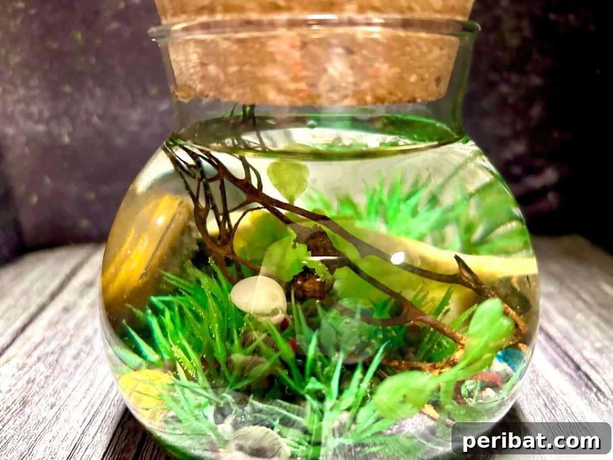 27 Charming Mason Jar Aquarium Projects 25 Color changing Planted Shrimp Ecosphere with Tiger Eye