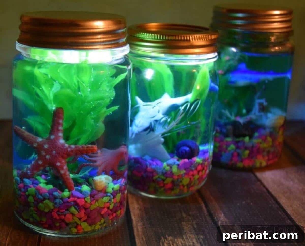 27 Charming Mason Jar Aquarium Projects 5 DIY Light-up Mason Jar Aquariums