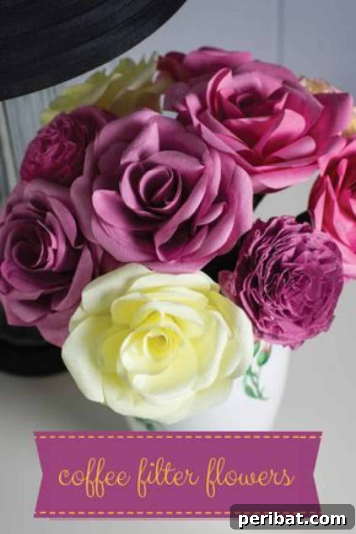 Colorful Table Top Coffee Filter Flowers Arrangement