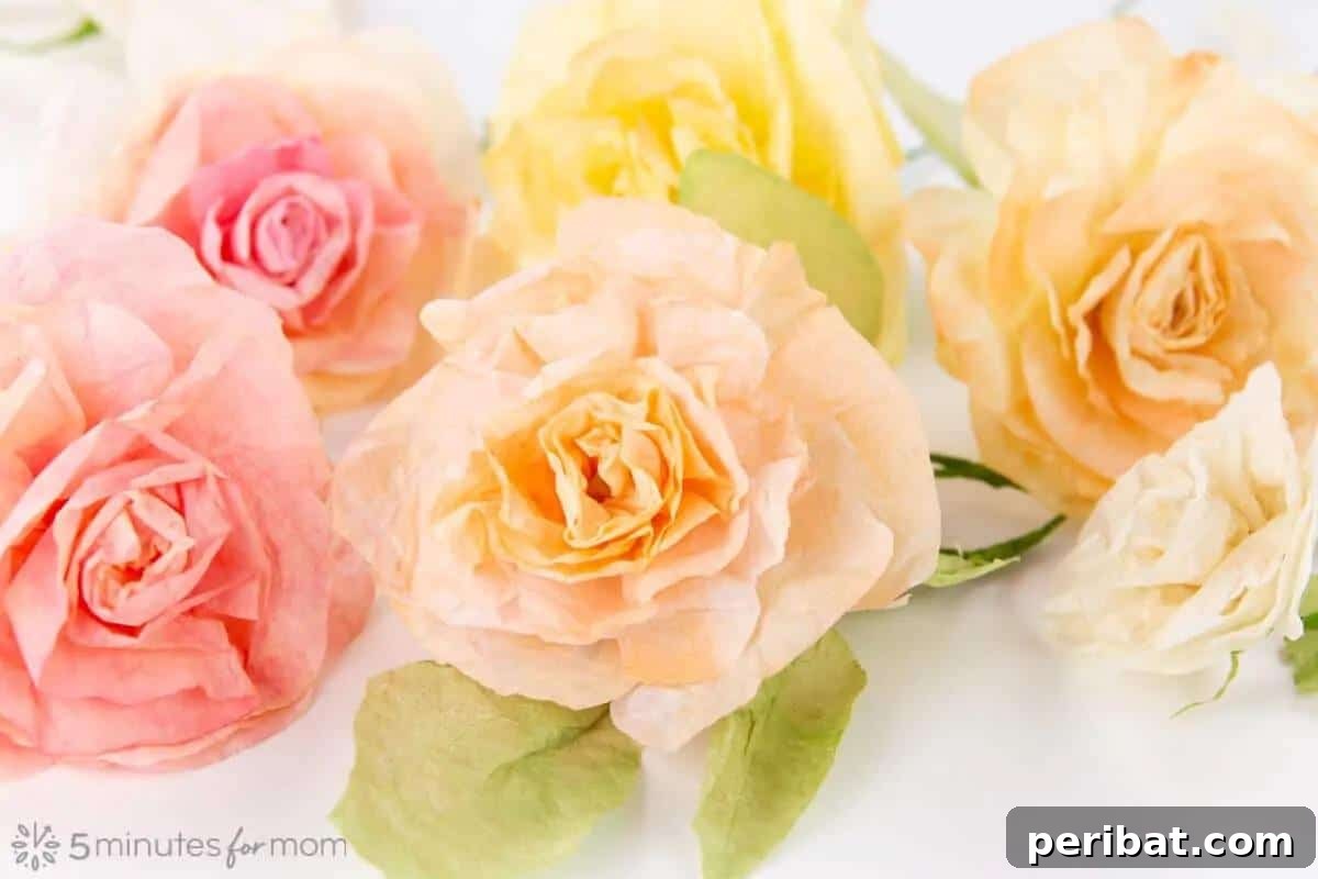 Lifelike Coffee Filter Flowers with Acrylic Paint