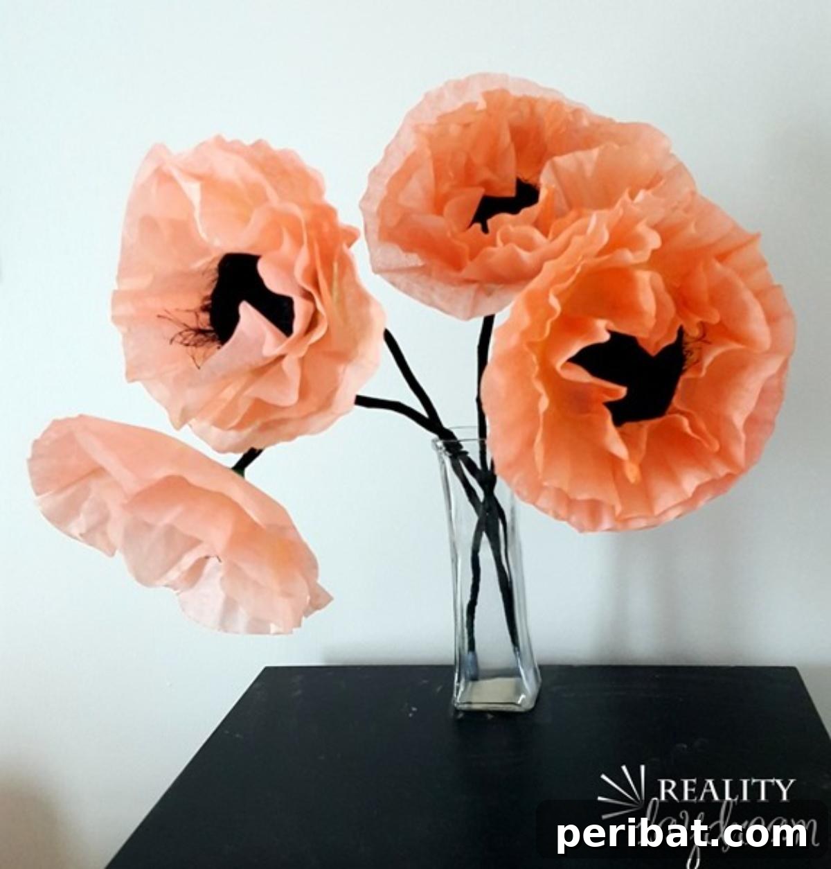 Realistic Coffee Filter Poppies for Spring Decor