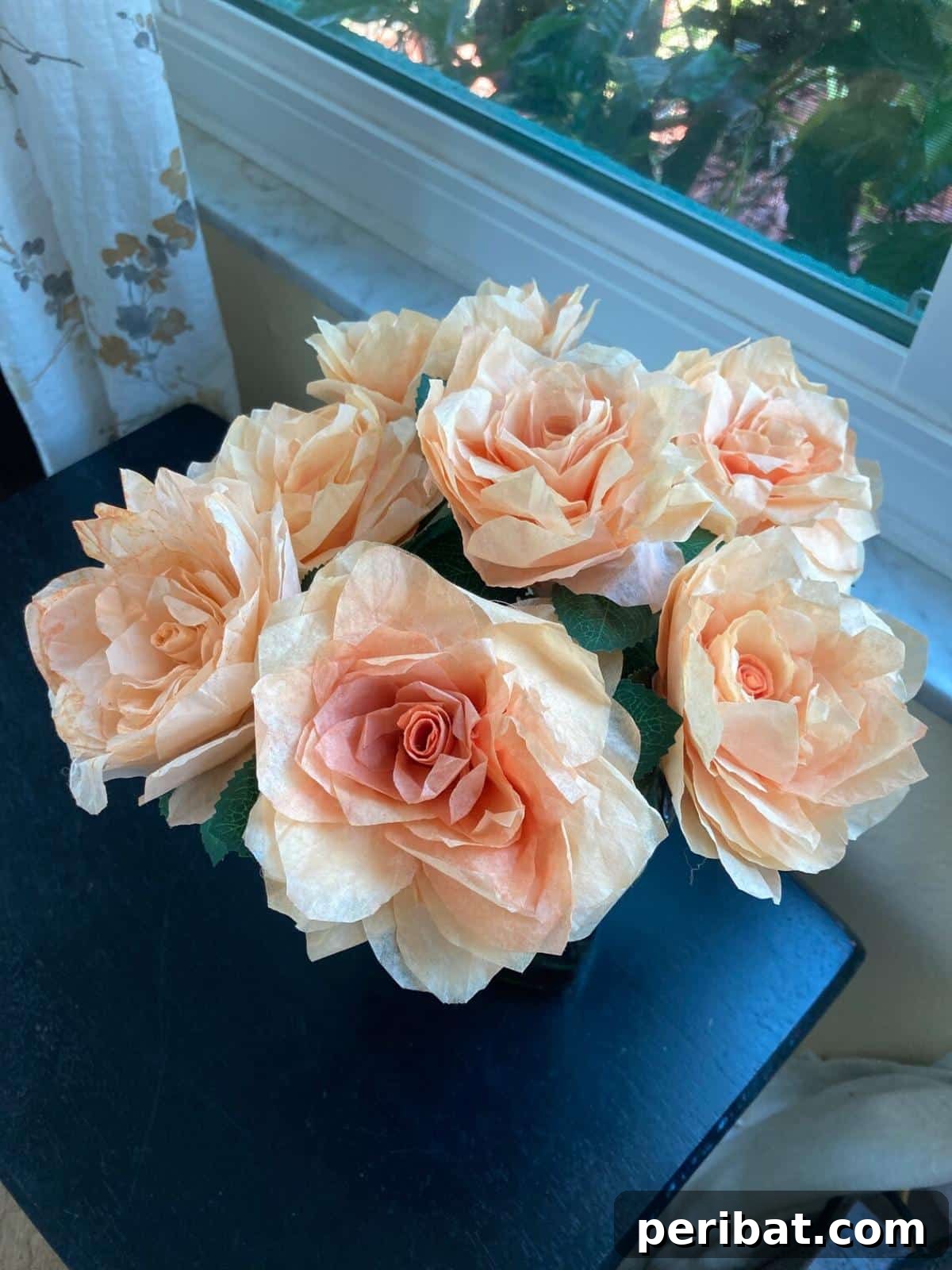 Exquisite Handmade Paper Apricot Roses from Coffee Filters