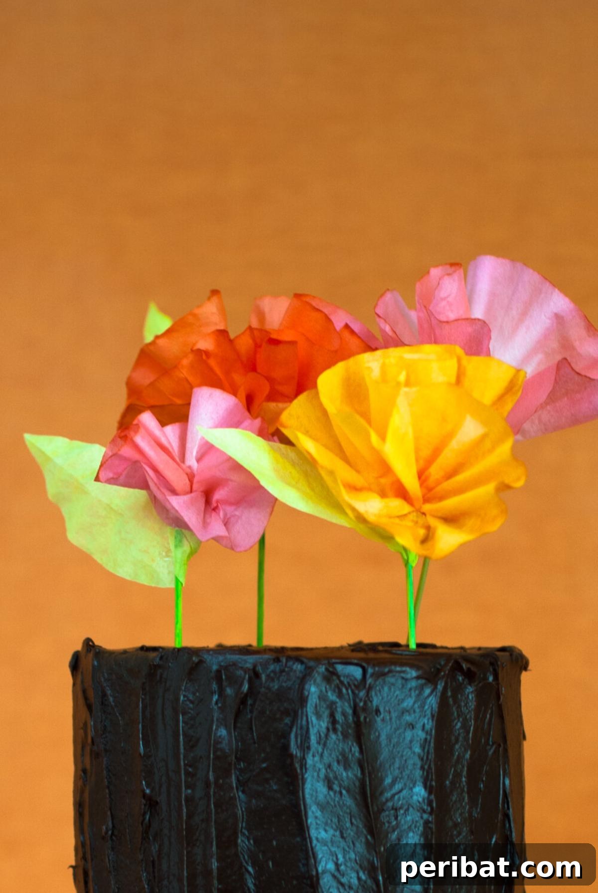 Festive Two-Step Coffee Filter Flowers for Cake Toppers