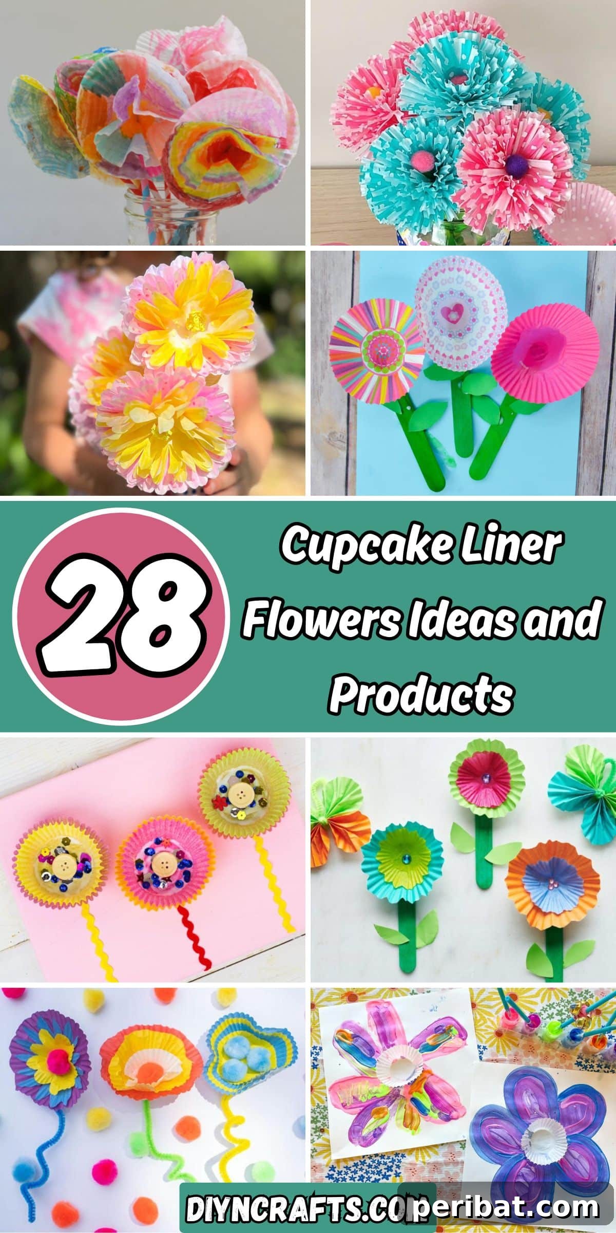 Petal Power: Crafting Flowers from Cupcake Liners 2 28 Cupcake Liner Flowers Ideas and Products collage.
