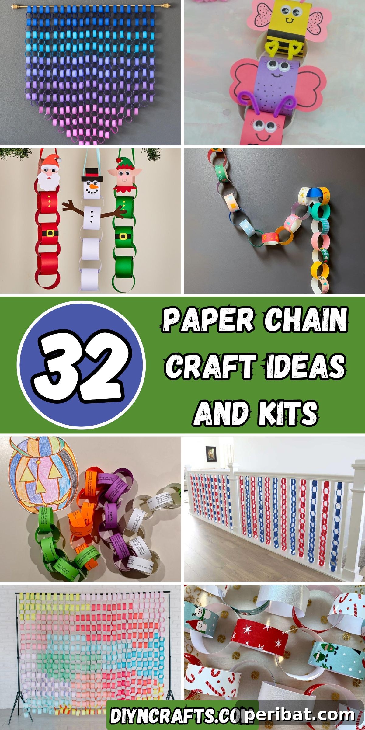 32 Fun Paper Chain Creations 2 32 Paper Chain Craft Ideas and Kits collage.