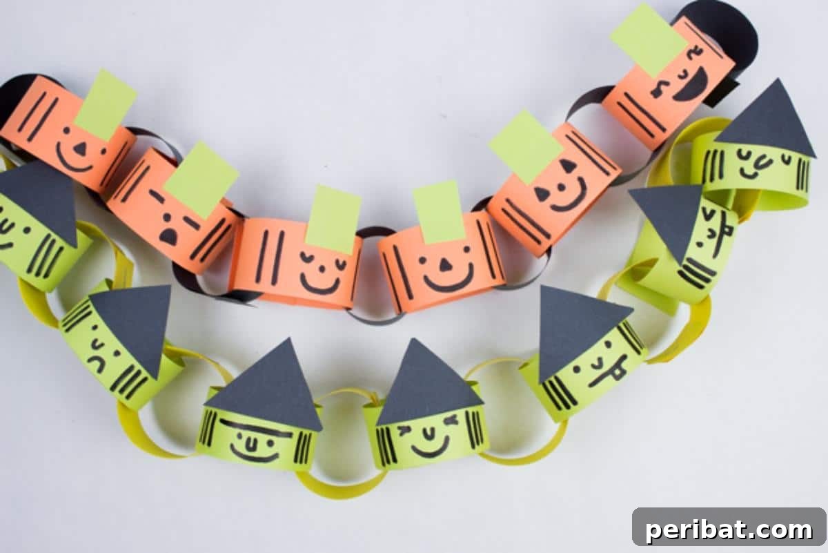 32 Fun Paper Chain Creations 14 Easy Halloween Witch and Pumpkin Paper Chains