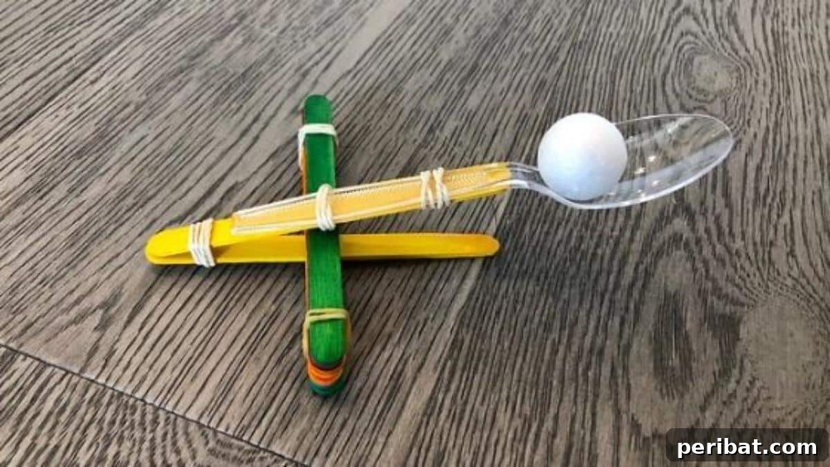 Simple Popsicle Stick Catapult for a fun physics lesson.