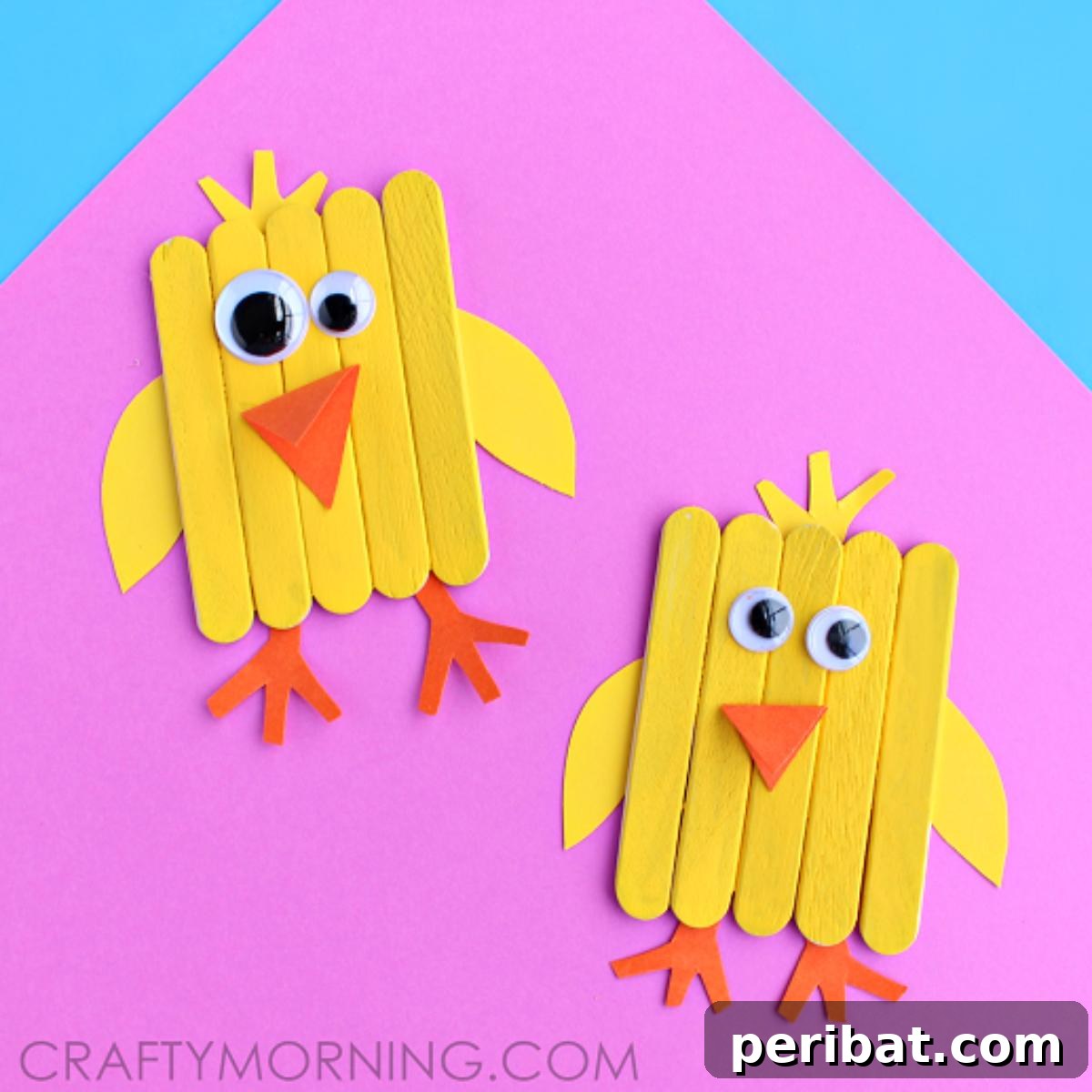 Mini Popsicle Stick Chicks for Easter or spring decor.