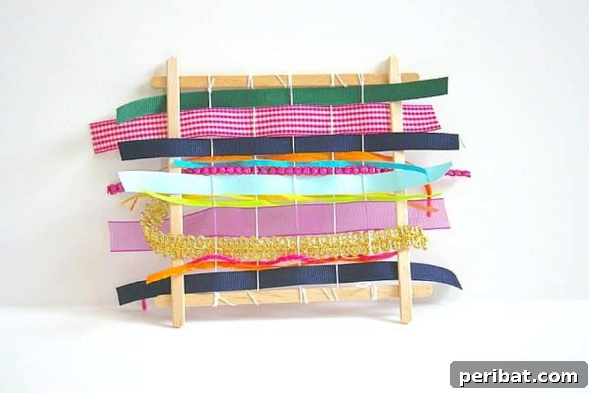 DIY Popsicle Stick Weaving Looms for teaching kids weaving.