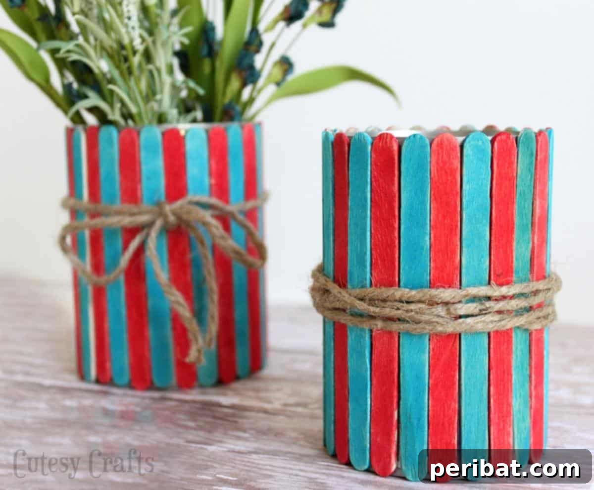 Popsicle Stick Vases for flowers or utensils.