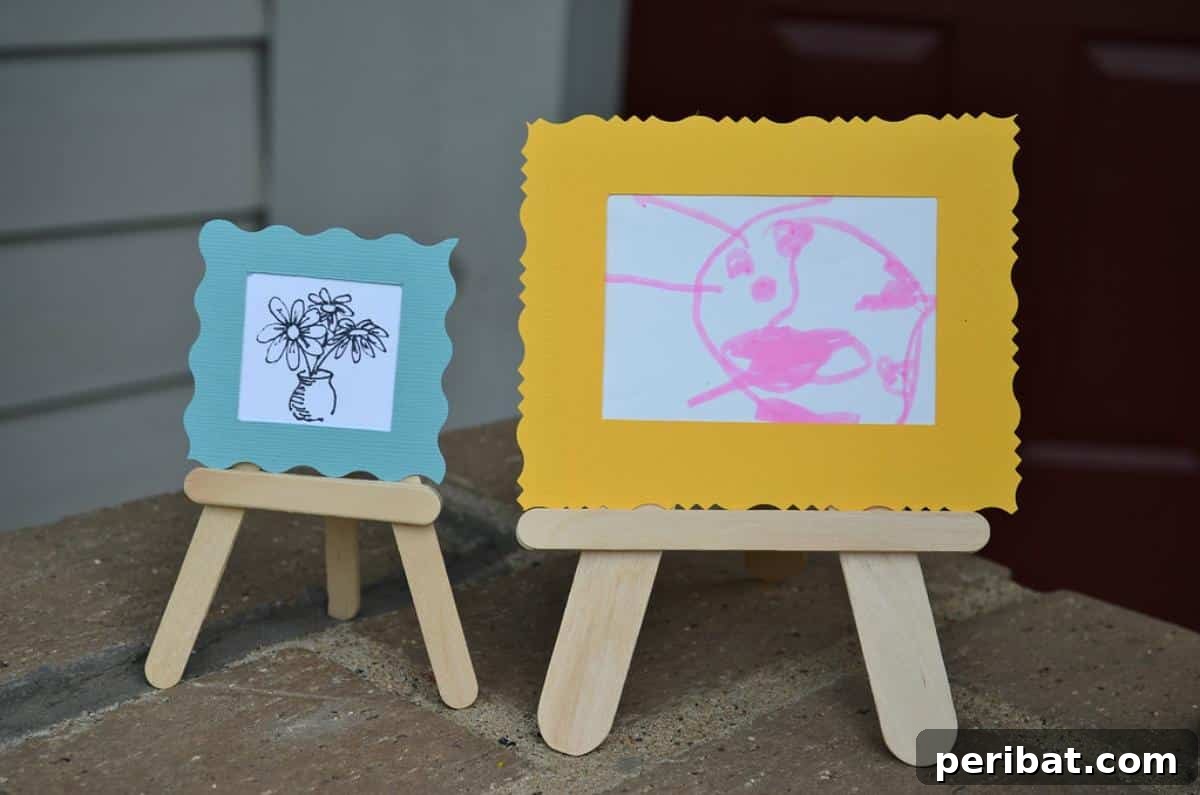 Easels and Mini-Museum Kit created from craft sticks.