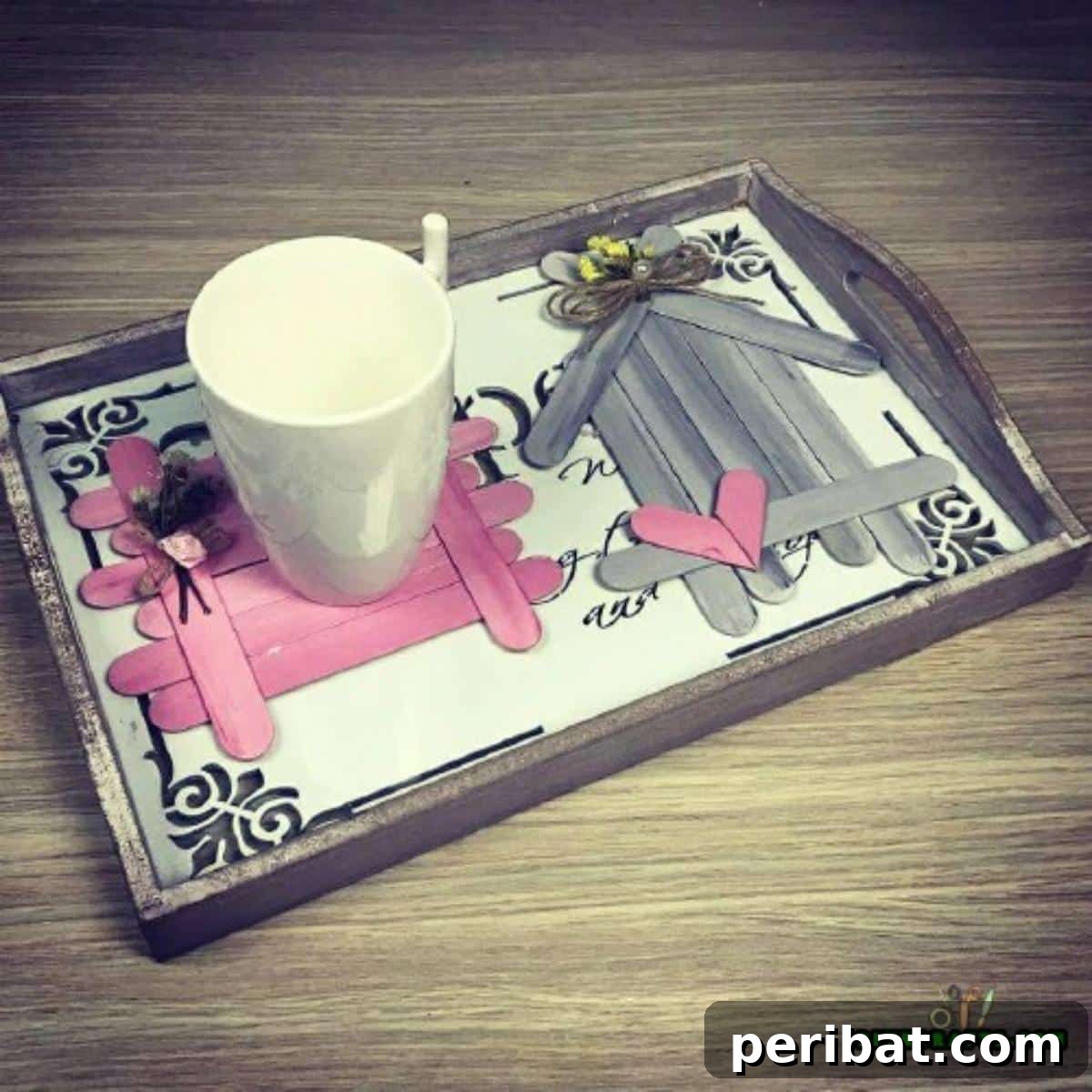 Cute DIY Coasters made from popsicle sticks.