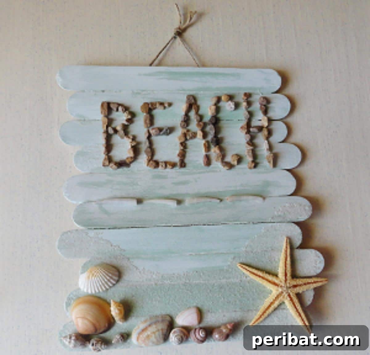 Popsicle Stick Beach Sign for coastal decor.
