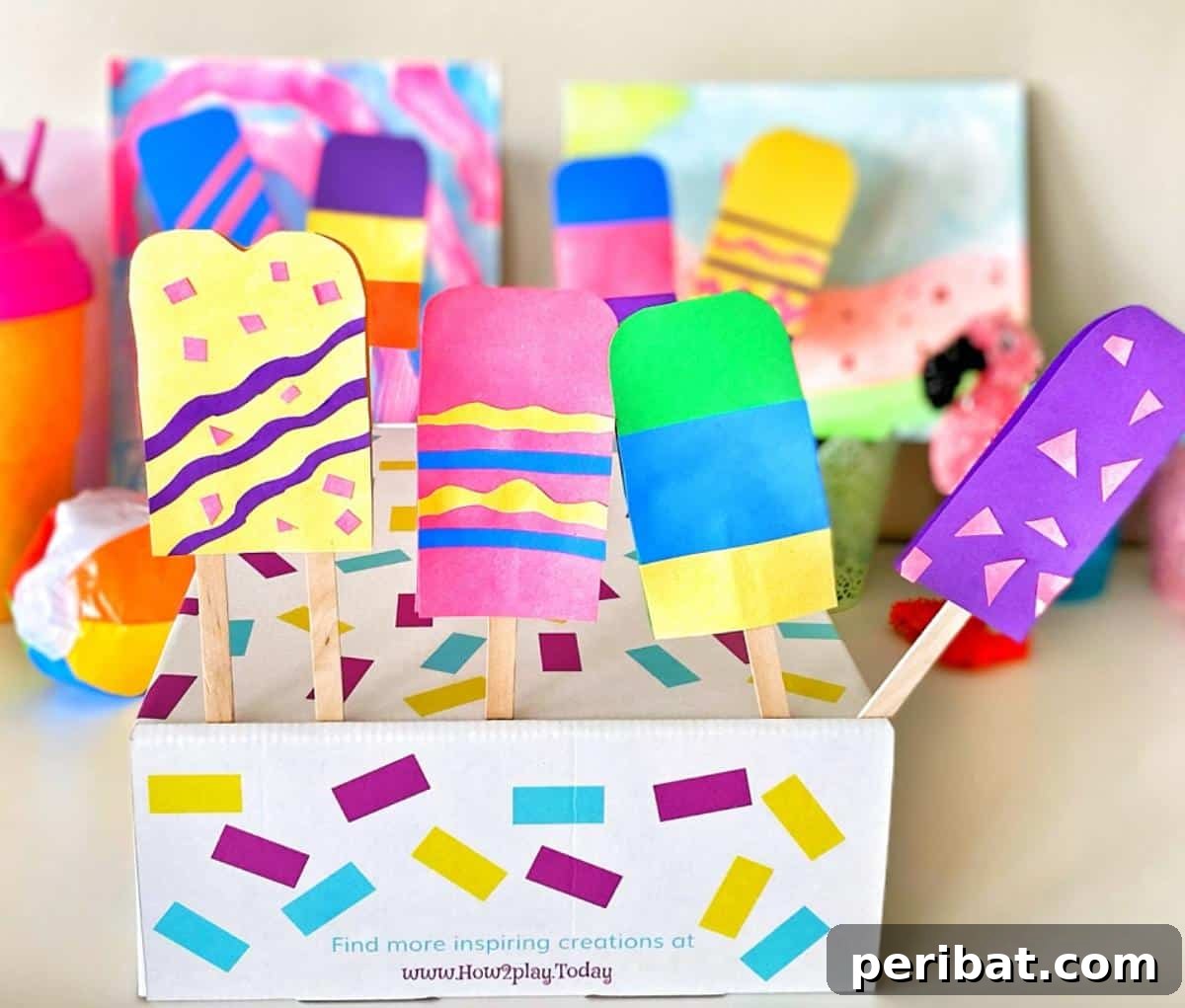 DIY Paper Popsicle Craft for kids, a fun summer activity.
