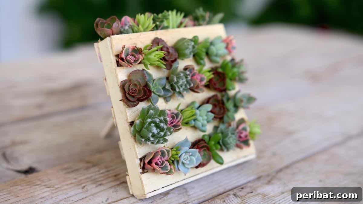 Cute Succulent Mini-Pallet made from craft sticks.