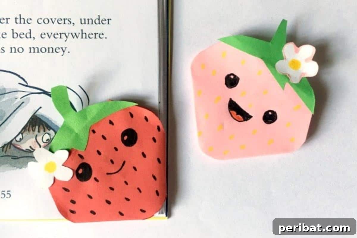 27 Sweet & Creative Strawberry Crafts 12 Strawberry Corner Bookmarks