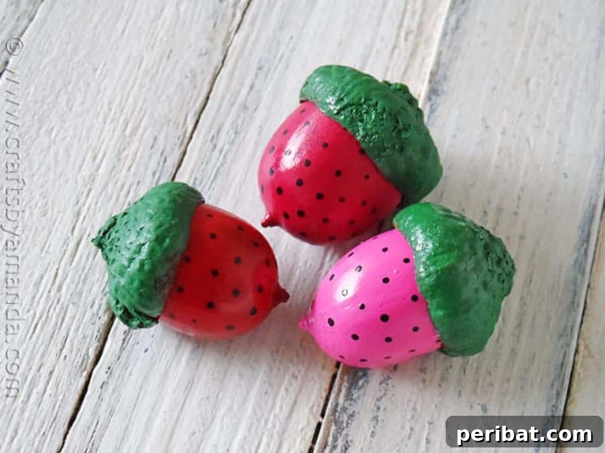 27 Sweet & Creative Strawberry Crafts 17 Strawberry Acorn Magnets