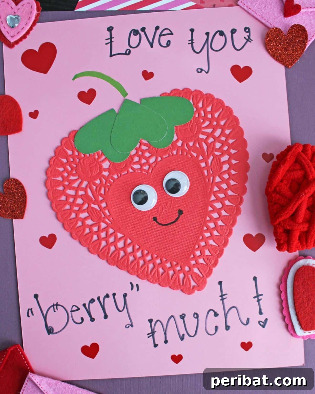 27 Sweet & Creative Strawberry Crafts 19 Paper Doily Strawberry Card Craft