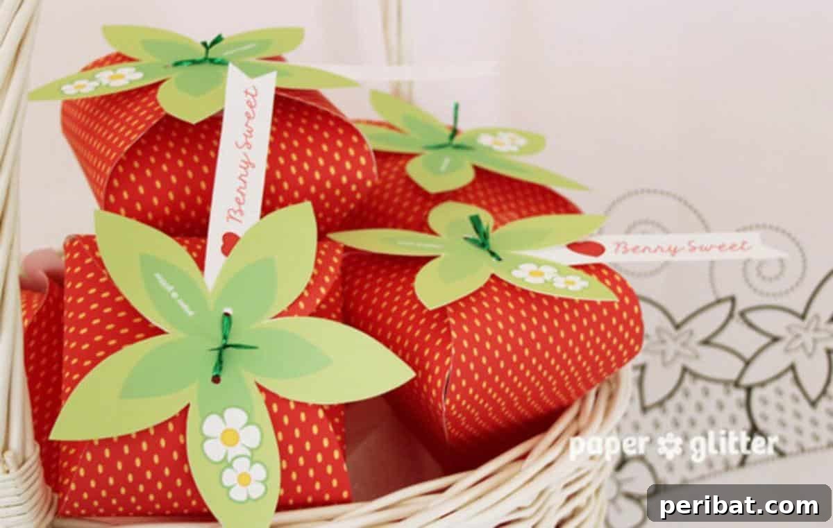 27 Sweet & Creative Strawberry Crafts 26 Strawberry Paper Favor Party Boxes