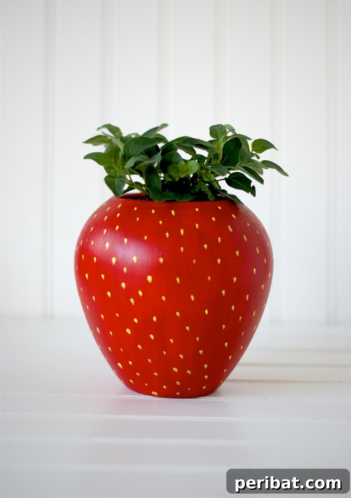 27 Sweet & Creative Strawberry Crafts 9 DIY Painted Strawberry Herb Planter