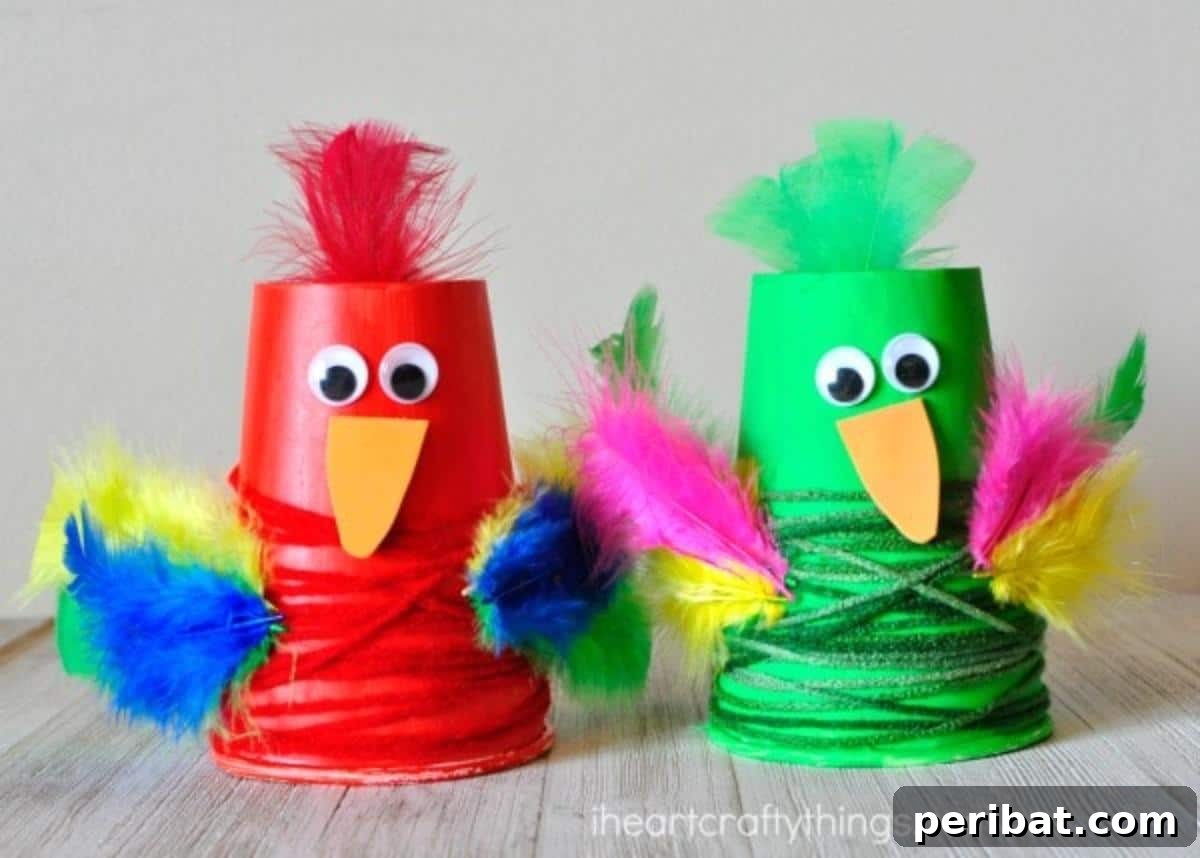 Colorful Paper Cup Parrot Craft