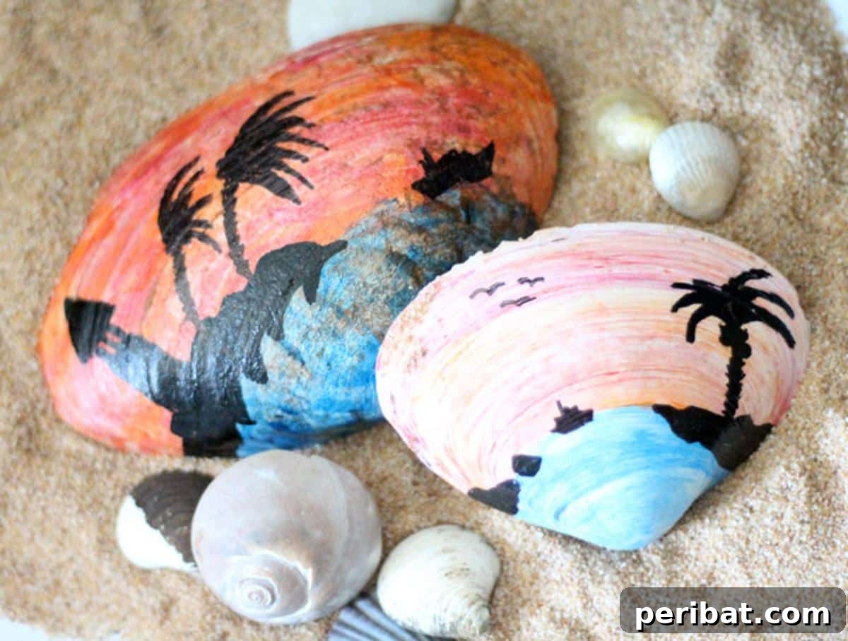 Painted Sunset Scenes Seashell Craft