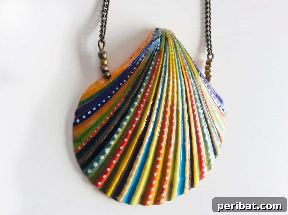 Hand Painted Natural Sea Shell Pendant