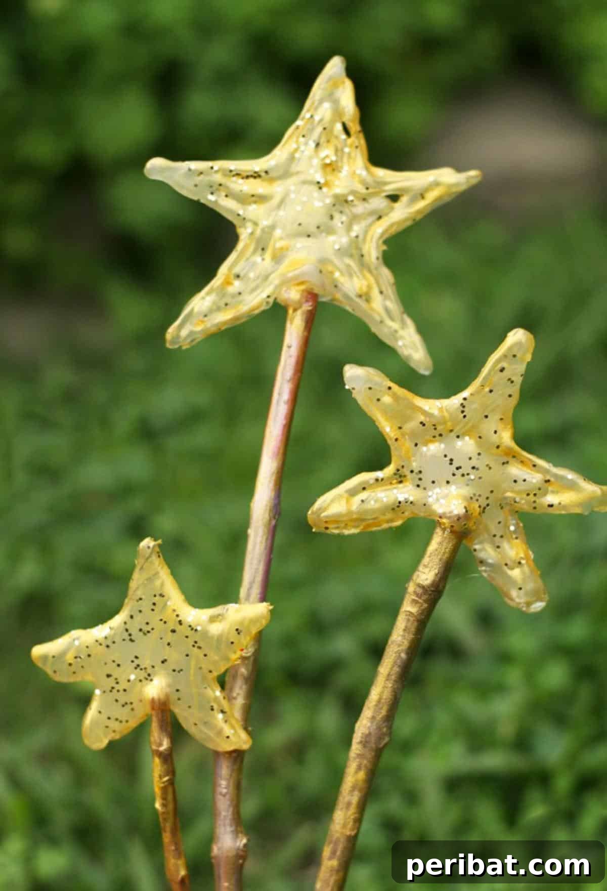 Glittering star-shaped fairy wands, perfect for magical play.